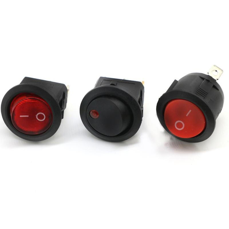 新款電飯鍋開關(guān)指示燈 多功能電鍋電飯鍋電炒鍋電火鍋翹板船型開關(guān)配件按鈕指示燈圓形 圓 3腳2檔 黑色紅燈 6A/250V(2個)